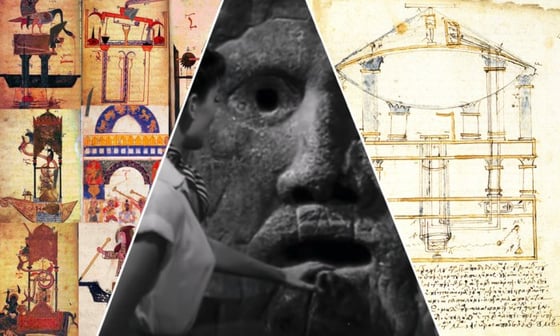 Ancient machines and the mouth of truth collage 